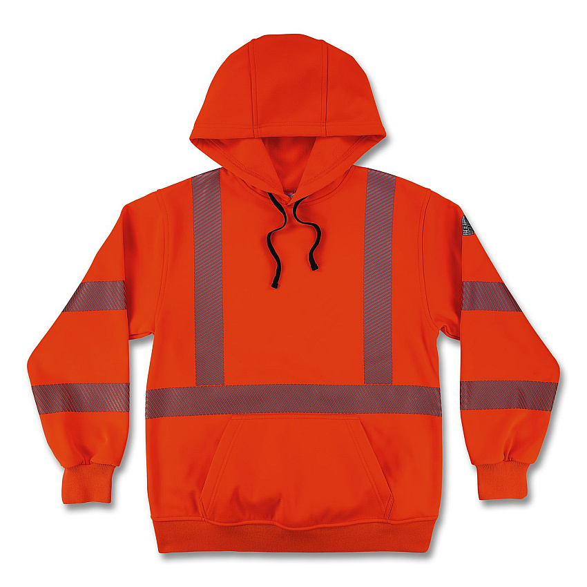 ergodyne GloWear 8304W Class 3 Women's Performance Hi-Vis Hooded Sweatshirt, Large, Orange (23124)