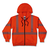 ergodyne GloWear 8305W Class 3 Women's Performance Hi-Vis Hooded Zip-Up Sweatshirt, X-Large, Orange (22905)