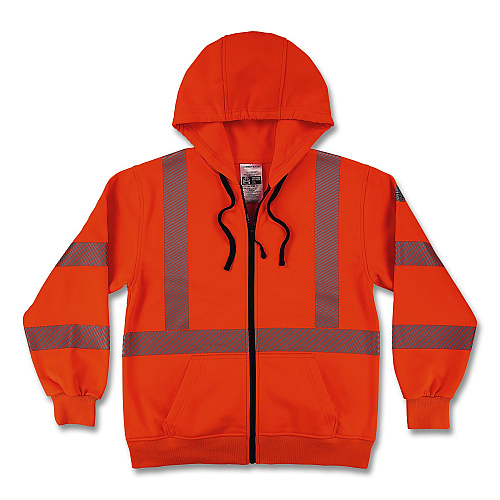 ergodyne GloWear 8305W Class 3 Women's Performance Hi-Vis Hooded Zip-Up Sweatshirt, X-Large, Orange (22905)