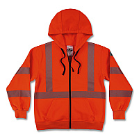 ergodyne GloWear 8305W Class 3 Women's Performance Hi-Vis Hooded Zip-Up Sweatshirt, 2X-Large, Orange (22906)