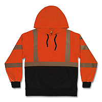 ergodyne GloWear 8317BK Class 3 Performance Hi-Vis Hooded Sweatshirt with Black Bottom, 4X-Large, Orange (22988)