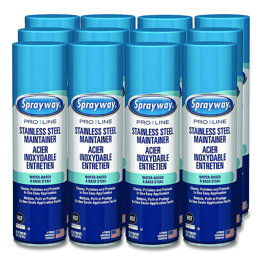 Sprayway PRO LINE Stainless Steel Maintainer, 16 oz Aerosol Spray, 12/Carton (SPRA58336)