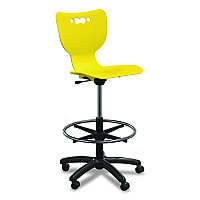 MooreCo Hierarchy Five-Star Stool, Supports Up to 250 lbs, 24.48" to 33.23" Seat Height, Yellow Seat, Black Base (53512YEL)