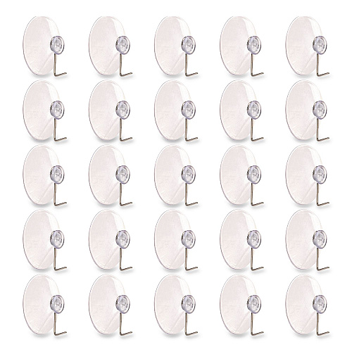 Excello Global Products Suction Cup Hooks, Metal Silver Hook, 25/Pack (SC25PK)