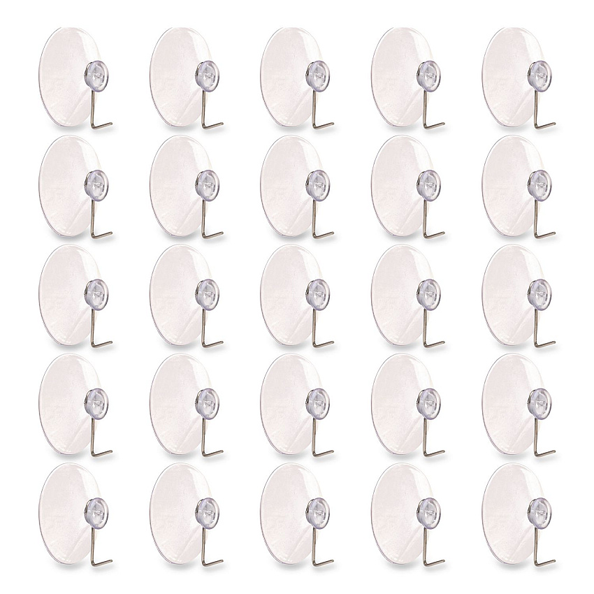 Excello Global Products Suction Cup Hooks, Metal Silver Hook, 25/Pack (SC25PK)