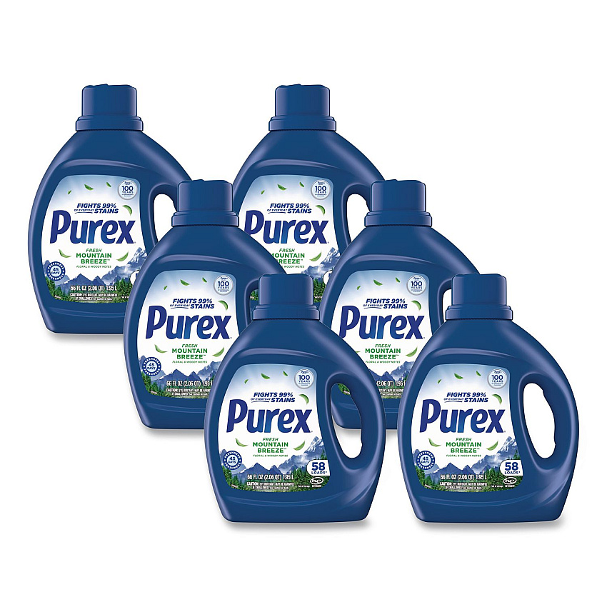 Purex Mountain Breeze Liquid Laundry Detergent, 58 Loads, 66 oz Bottle, 6/Carton (05589CT)