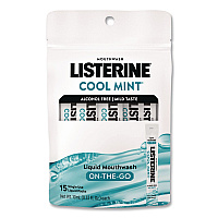 Listerine On-The-Go Mouthwash, Cool Mint Flavor, 0.33 oz Packet, 15/Pack (20246)