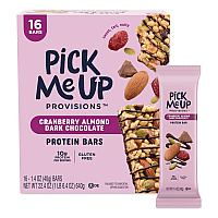 Pick Me Up Provisions Gluten-Free Cranberry Almond Dark Chocolate Protein Bar Protein Bars, 1.4 oz Bar, 16/Box (PM63401)