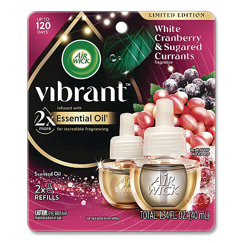 Air Wick Vibrant Scented Oil Warmer Refill, Limited Edition, White Cranberry and Sugared Currants, 0.67 oz, 2/Pack (6233800898)