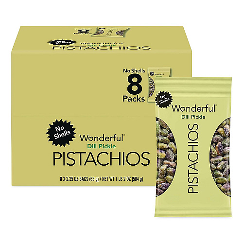 Wonderful Pistachios, Salted Dill Pickle, 2.25 oz Bag, 8/Box (PAR70232)