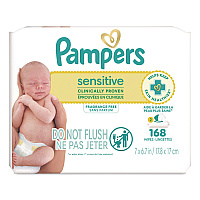 Pampers Sensitive Baby Wipes, 1-Wipe Pop-Top, Fragrance-Free, 84 Wipes/Pack, 2 Packs (870870)