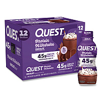 Quest Protein Milkshakes, Chocolate, 14 oz Bottle, 12/Carton (QUN01598)
