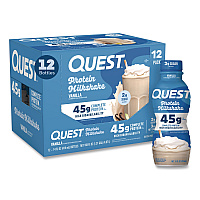 Quest Protein Milkshakes, Vanilla, 14 oz Bottle, 12/Carton (QUN01602)