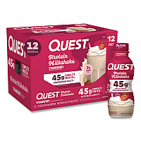Quest Protein Milkshakes, Strawberry, 14 oz Bottle, 12/Carton (QUN01606)