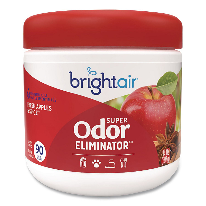 Bright Air Super Odor Eliminator, Fresh Apples and Spice, 14 oz Jar (900194)