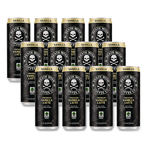 Death Wish Coffee Vanilla Latte Cold Brew Coffee, 11 oz Can, 12/Carton (EWC34373)