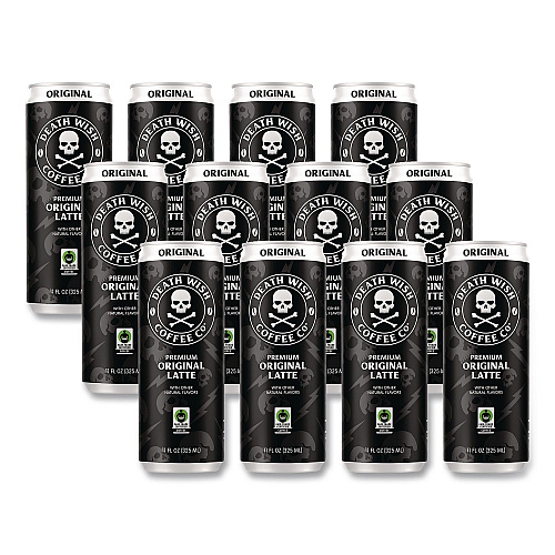 Death Wish Coffee Original Latte Cold Brew Coffee, 11 oz Can, 12/Carton (EWC34446)