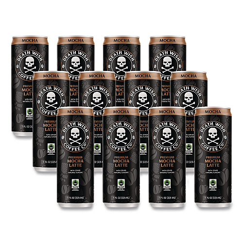 Death Wish Coffee Mocha Latte Cold Brew Coffee, 11 oz Can, 12/Carton (EWC34447)