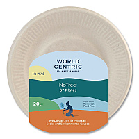 World Centric Fiber Plates, 6" dia, Natural, 20/Pack (PLRTSCU6)