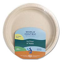 World Centric Fiber Plates, 9" dia, Natural, 20/Pack (PLRTSCU9)