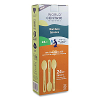 World Centric Bamboo Cutlery, Medium Heavyweigh, Spoon, Paper, Natural, 24/Pack (SPBBR)