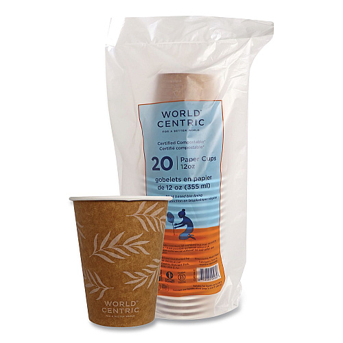 World Centric Paper Hot Cups, 12 oz, Natural, 20/Pack (CURTPA12)