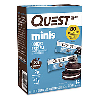Quest Protein Bar Minis, Cookies and Cream, 0.81 oz Bar, 14/Box (QUN01273)