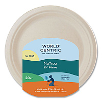 World Centric Fiber Plates, 10" dia, Natural, 20/Pack (PLRTSCU10)