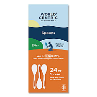 World Centric TPLA Cutlery, Medium Heavyweight, Spoon, Plastic, Light Beige, 24/Pack (SPPSR)