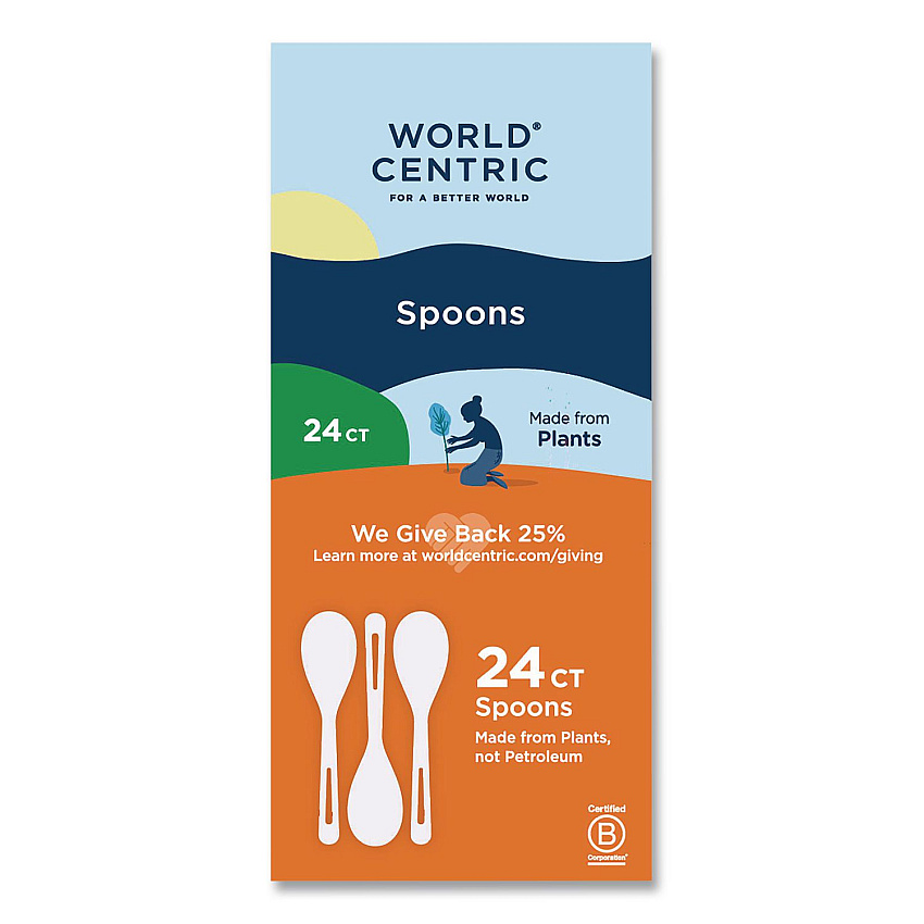 World Centric TPLA Cutlery, Medium Heavyweight, Spoon, Plastic, Light Beige, 24/Pack (SPPSR)