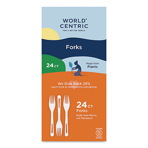 World Centric TPLA Cutlery, Medium Heavyweight, Fork, Plastic, Light Beige, 24/Pack (FOPSR)