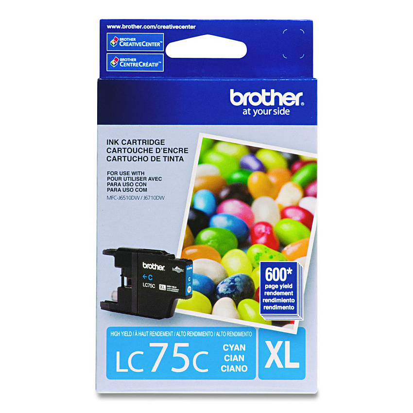 Brother LC75CS Innobella High-Yield Ink, 600 Page-Yield, Cyan