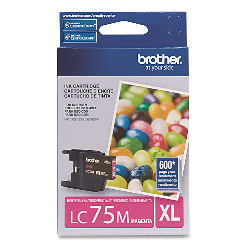 Brother LC75MS Innobella High-Yield Ink, 600 Page-Yield, Magenta