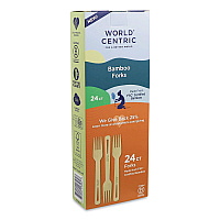 World Centric Bamboo Cutlery, Medium Heavyweight, Fork, Paper, Natural, 24/Pack (FOBBR)