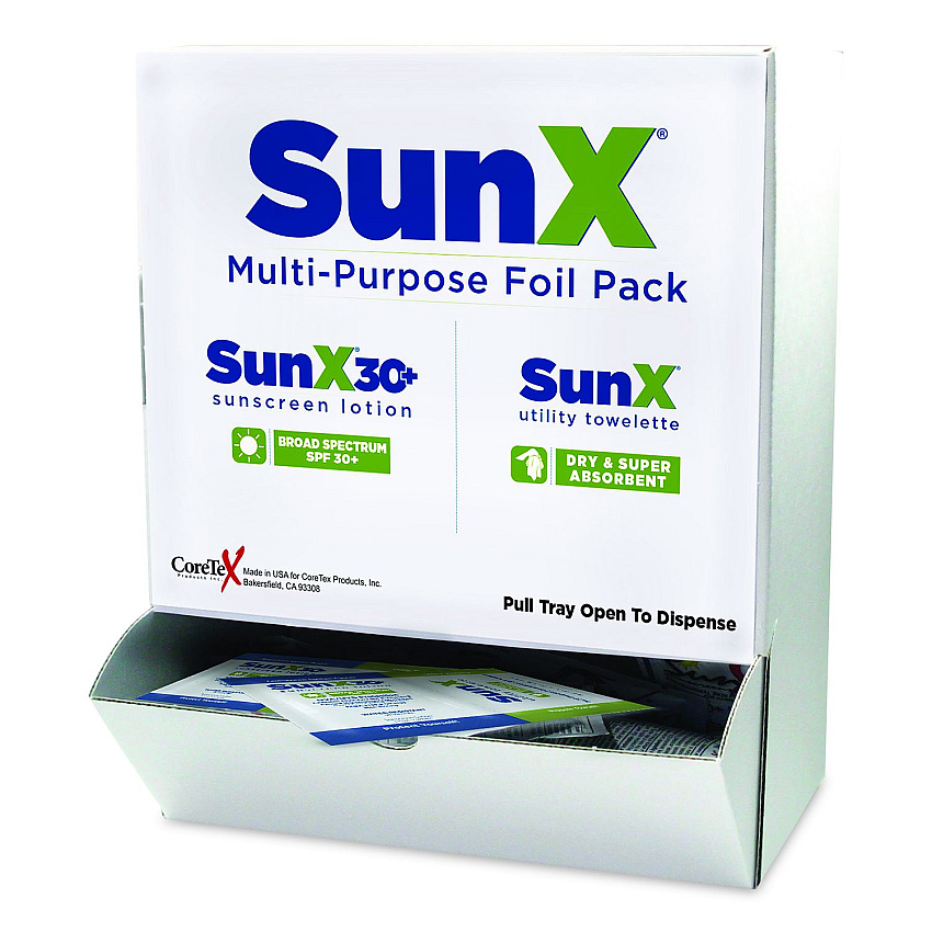 SUREFILL SunX30 Sunscreen Lotion and Wipe Packet with Dispenser Box, 0.25 oz, 50 Packets (91661)