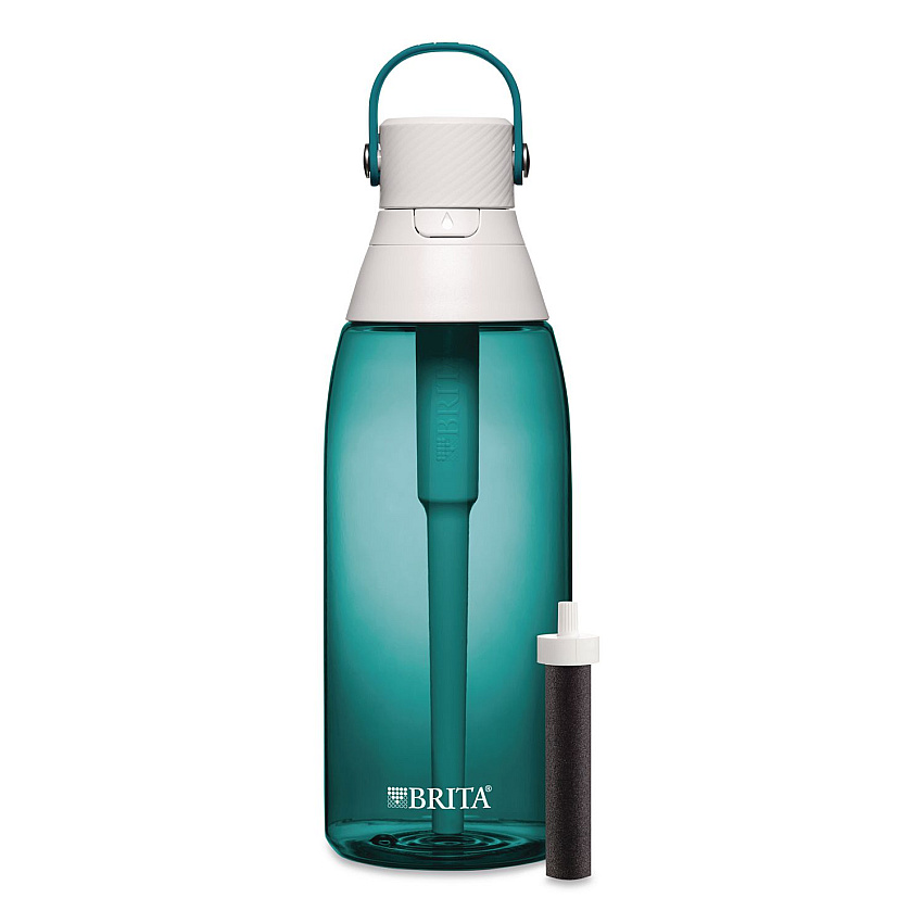 Brita Plastic Filtered Water Bottle, 36 oz, Sea Glass (36524)