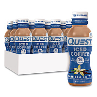 Quest Iced Coffee, Vanilla Latte, 10 oz Bottle, 12/Carton (QUN14436)
