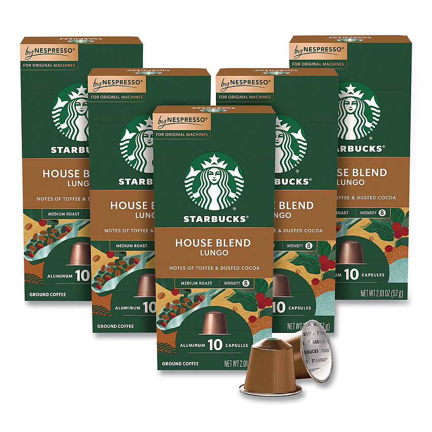 Starbucks By NESPRESSO House Blend Original Pods, 10/Pack, 5 Packs/Box, 50/Box (109047)