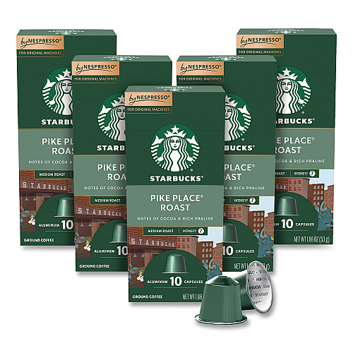 Starbucks By NESPRESSO Pike Place Roast Original Pod, 10/Pack, 5 Packs/Box (109051)