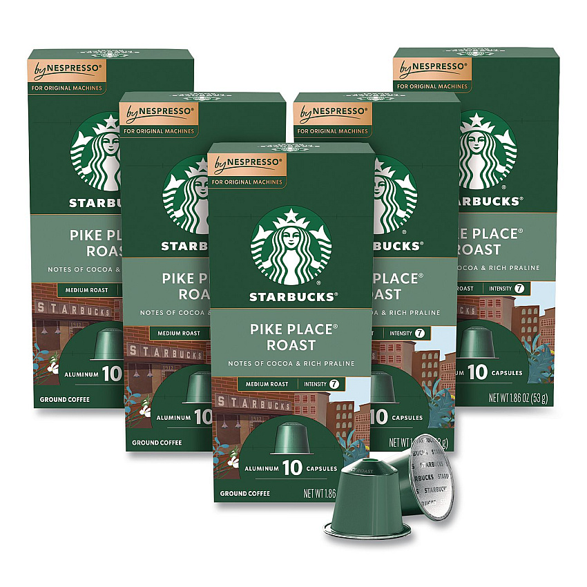 Starbucks By NESPRESSO Pike Place Roast Original Pod, 10/Pack, 5 Packs/Box (109051)