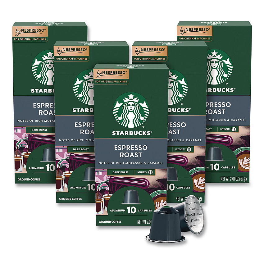 Starbucks By NESPRESSO Espresso Roast Original Pod, 10/Pack, 5 Packs/Box (109053)