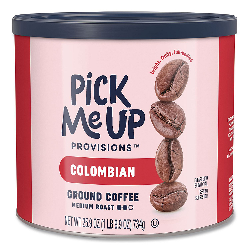 Pick Me Up Provisions Ground Coffee, Medium Roast, 25.9 oz Canister (PM63309)
