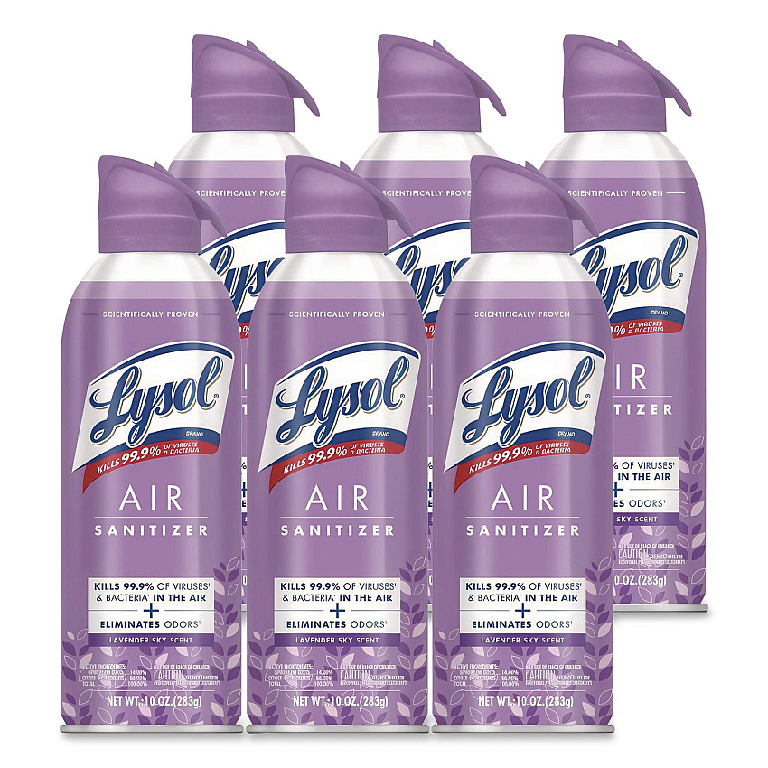 LYSOL Brand Air Sanitizer Spray, Lavender Sky Scent, 10 oz Aerosol Spray, 6/Carton (56348CT)