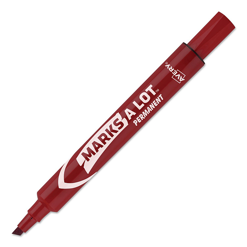 Avery MARKS A LOT Large Desk-Style Permanent Marker, Broad Chisel Tip, Red (08887EA)