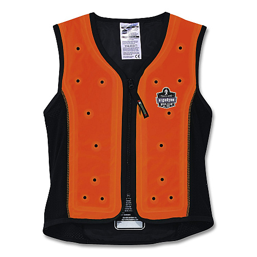 ergodyne Chill-Its 6685 Premium Dry Evaporative Cooling Vest with Zipper, Polyester/Polyurethane, Large, Orange (12731)