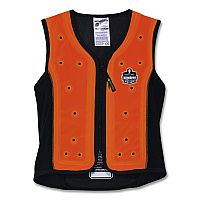 ergodyne Chill-Its 6685 Premium Dry Evaporative Cooling Vest with Zipper, Polyester/Polyurethane, 4X-Large, Orange (12735)