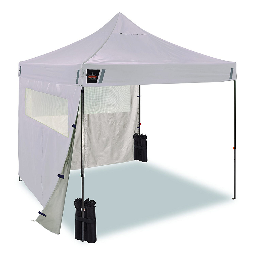 ergodyne SHAX 6056 Heavy-Duty Pop-Up Tent Kit - Mesh Windows, Single Skin, 10 ft x10 ft, Polyester/Steel, White (12958)
