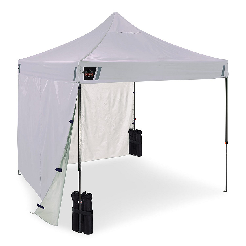 ergodyne SHAX 6055 Heavy-Duty Pop-Up Tent Kit - Solid Sidewalls, Single Skin, 10 ft x 10 ft, Polyester/Steel, White (12955)
