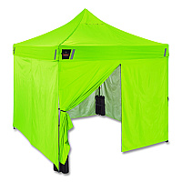 ergodyne SHAX 6057 Heavy-Duty Pop-Up Tent Enclosed Kit, Single Skin, 10 ft x 10 ft, Polyester/Steel, Lime (12961)