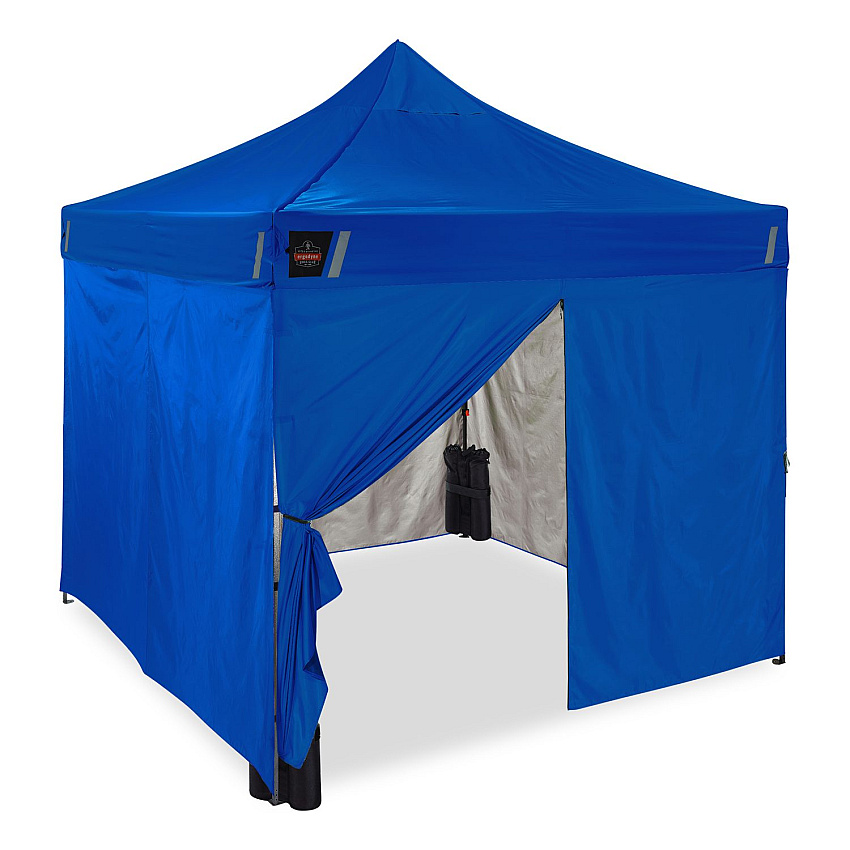 ergodyne SHAX 6057 Heavy-Duty Pop-Up Tent Enclosed Kit, Single Skin, 10 ft x 10 ft, Polyester/Steel, Blue (12962)
